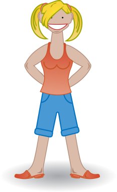 Girl with big smile wearing summer clipart