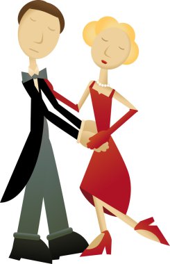 Man and Woman Dancing with their eyes cl clipart