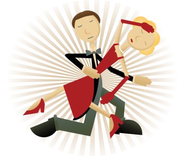 Couple dancing ray beams clipart