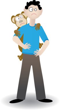 Monkey on his back - Vector clipart