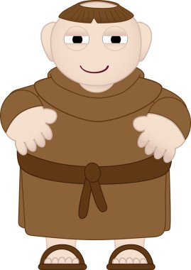 Tubby Monk in Brown Robes wearing sandle clipart