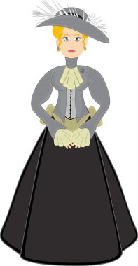 Victorian Woman In Gray With Hat clipart