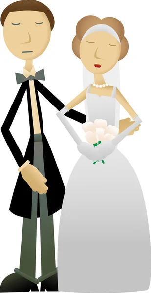 Bruid en bruidegom samen poseren — Stockvector