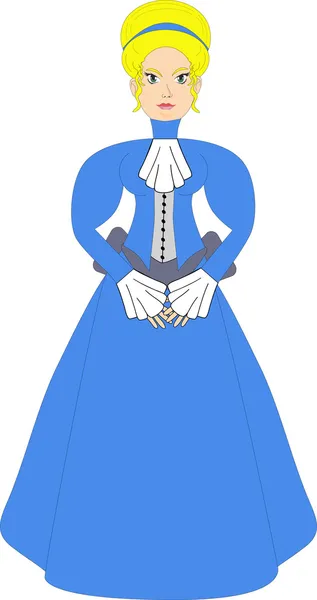 Viktorianische Frau in Blau — Stockvektor