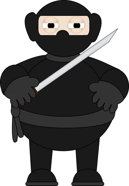 Ninja dos desenhos animados com espada de pé sozinho —  Vetores de Stock