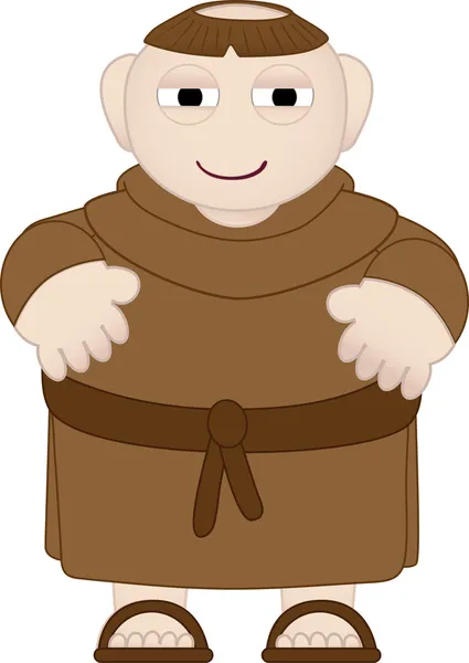 Tubby monnik in bruin gewaad dragen sandle — Stockvector