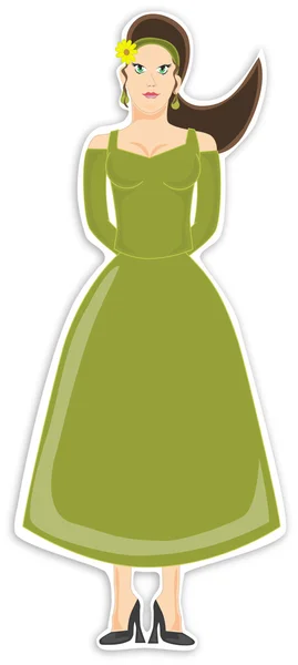 Female in green dress — Stock Vector