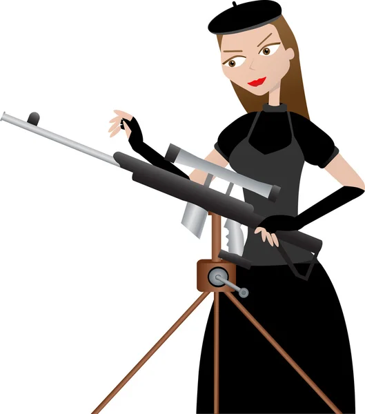 Женщина-снайпер готовит пистолет на три — стоковый вектор