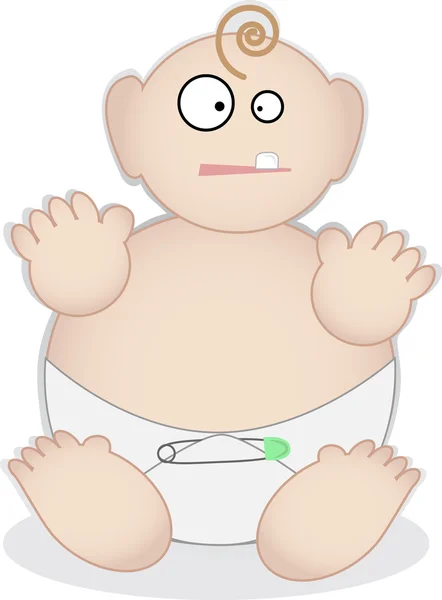 Fat baby in diaper — Stock Vector