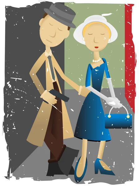 Abstract Pulp Fiction Couple — Stock Vector