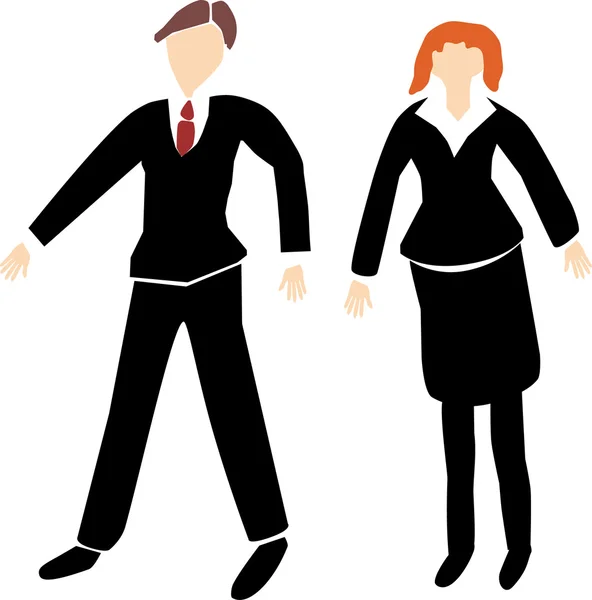 Biznes mężczyzna i kobieta w czarnych garniturach — Wektor stockowy