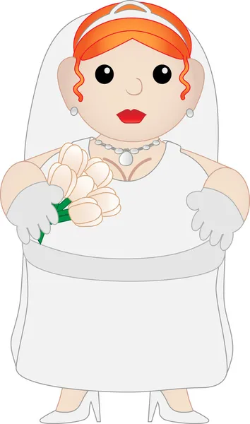 Schattig mollig cartoon bruid — Stockvector