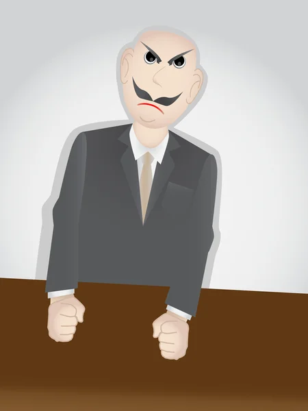 Angry boss standing at desk — Stock Vector