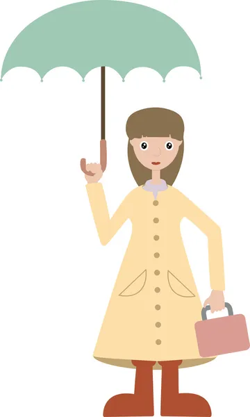 Κορίτσι πηγαίνει σχολείο φοράει βροχή εργαλείων lun — Διανυσματικό Αρχείο