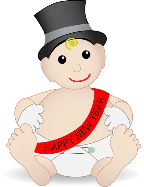 帽子と g を着てかわいい赤ちゃん新年 — ストックベクタ