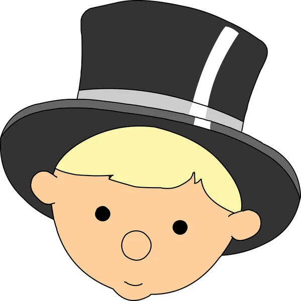 Baby New Year Head Wearing Black Top Hat — Stock Vector