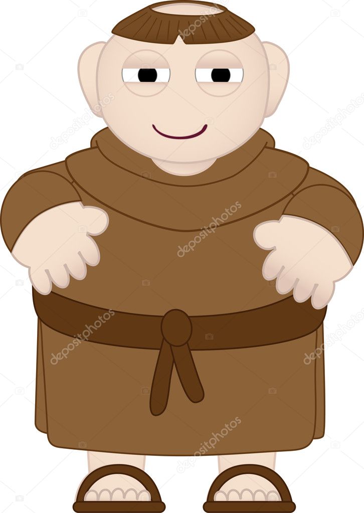 Tubby Monk in Brown Robes wearing sandle