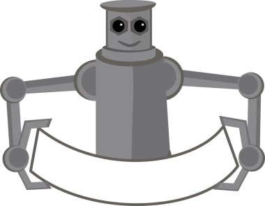 Robot Holding Banner Mascot clipart