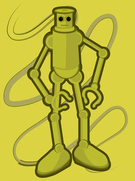 Robot en cuivre avec de gros pieds contre le bac — Image vectorielle