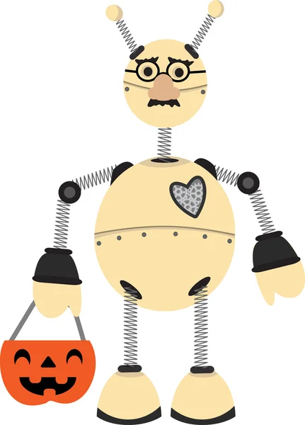 Roboter trägt Groucho-Brille zu Halloween — Stockvektor