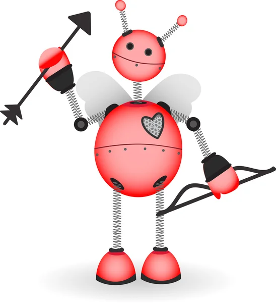 Amor robota drží luk šipka vektor ilustr — Stockový vektor