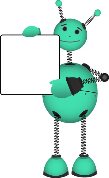 Robot holdblank ad sign vector illustrat — Stock Vector