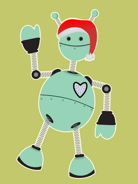 Robot portant Santa Chapeau agitant — Image vectorielle
