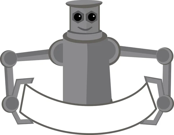 Robot segurando banner mascote —  Vetores de Stock