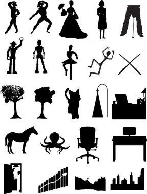 Silhouettes , robots, offices, sce clipart