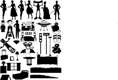 Random silhouettes set, steampunk, peopl clipart