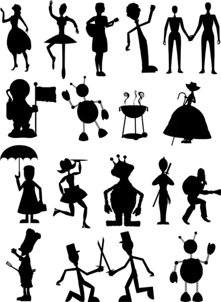 Silhouette of , monsters and robot — Stock Vector