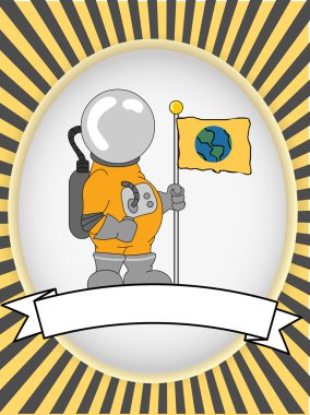 Astronaut blank product label bright ova clipart