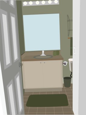 Bathroom at an angle with stylized accen clipart