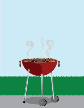 BBQ grill outside covered with cooking h clipart