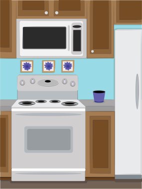 Home Kitchen oven and microwave clipart