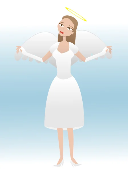 Vrouwelijke cartoon engel nemen vlucht — Stockvector