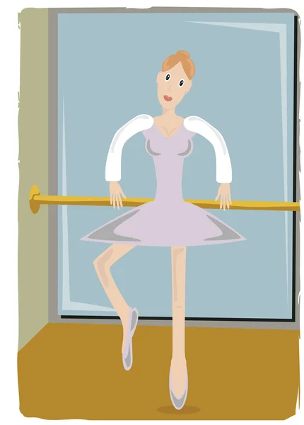 Ballerina gripping pole lifting leg — Stock Vector