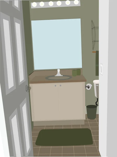 Ванная комната под углом со стилизованным аксессуаром — стоковый вектор