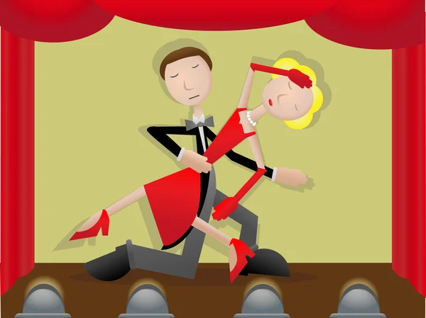 Couple sur scène danse — Image vectorielle