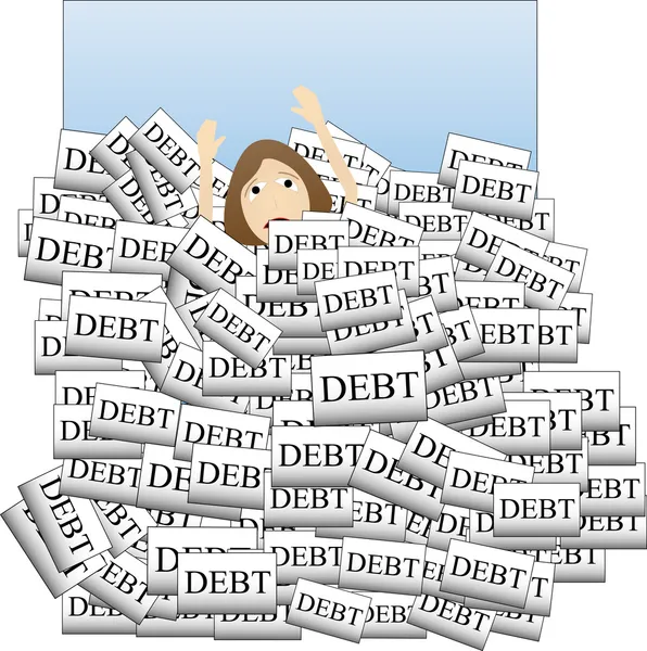 Drowning in Debt — Stock Vector