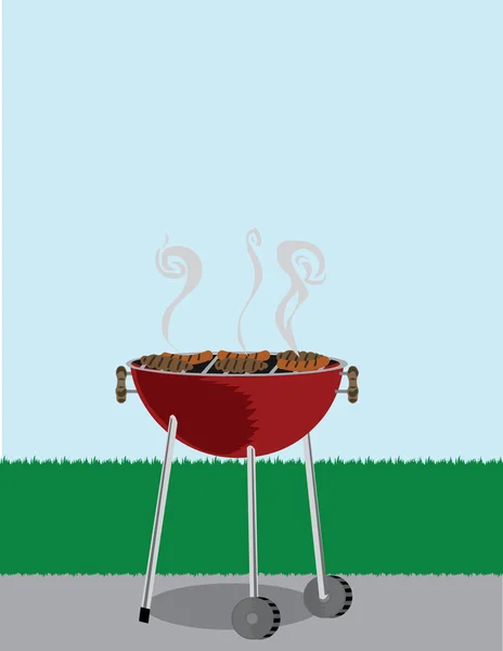 BBQ-grill buiten bedekt met koken h — Stockvector