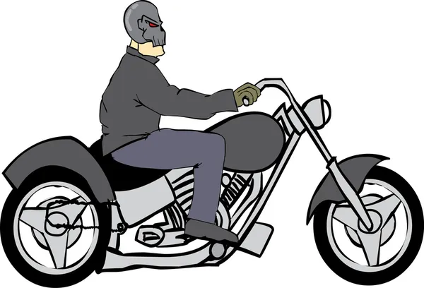 Bike Rider with Skull Helmet — Stock Vector
