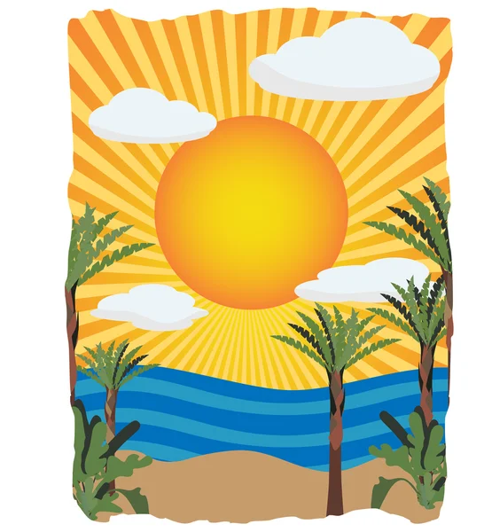 Sunny bright tropical vector illustratio — Stock Vector