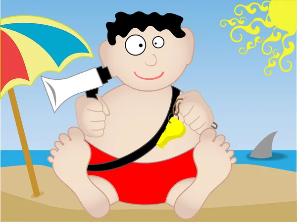 Lifeguard, siedząc na plaży - wektor — Wektor stockowy
