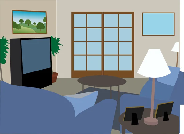 Sala de estar moderna totalmente mobilada — Vetor de Stock
