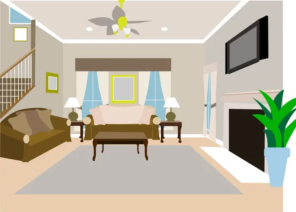 Angled moderna sala de estar de dos pisos h — Archivo Imágenes Vectoriales