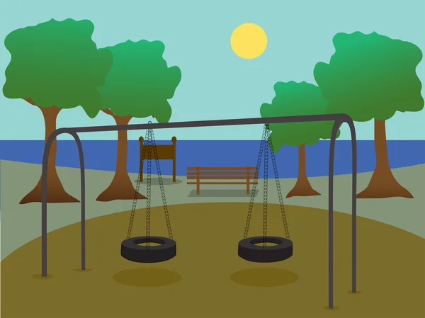 Park s dětským hřištěm — Stockový vektor