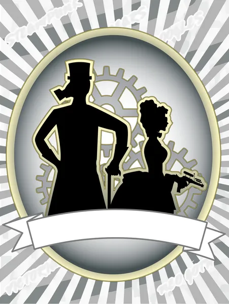 蒸汽朋克产品标签男性女人齿轮 — 图库矢量图片