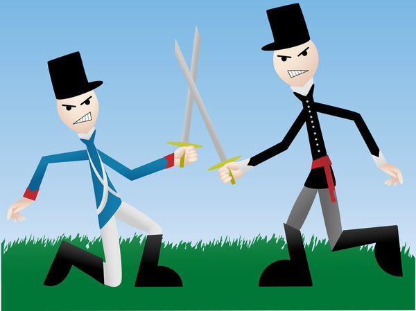 Солдаты сражаются с мечами
