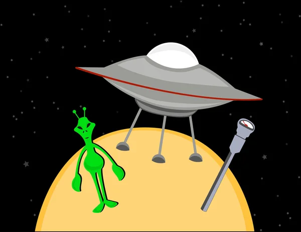 Alien parking vaisseau spatial — Image vectorielle